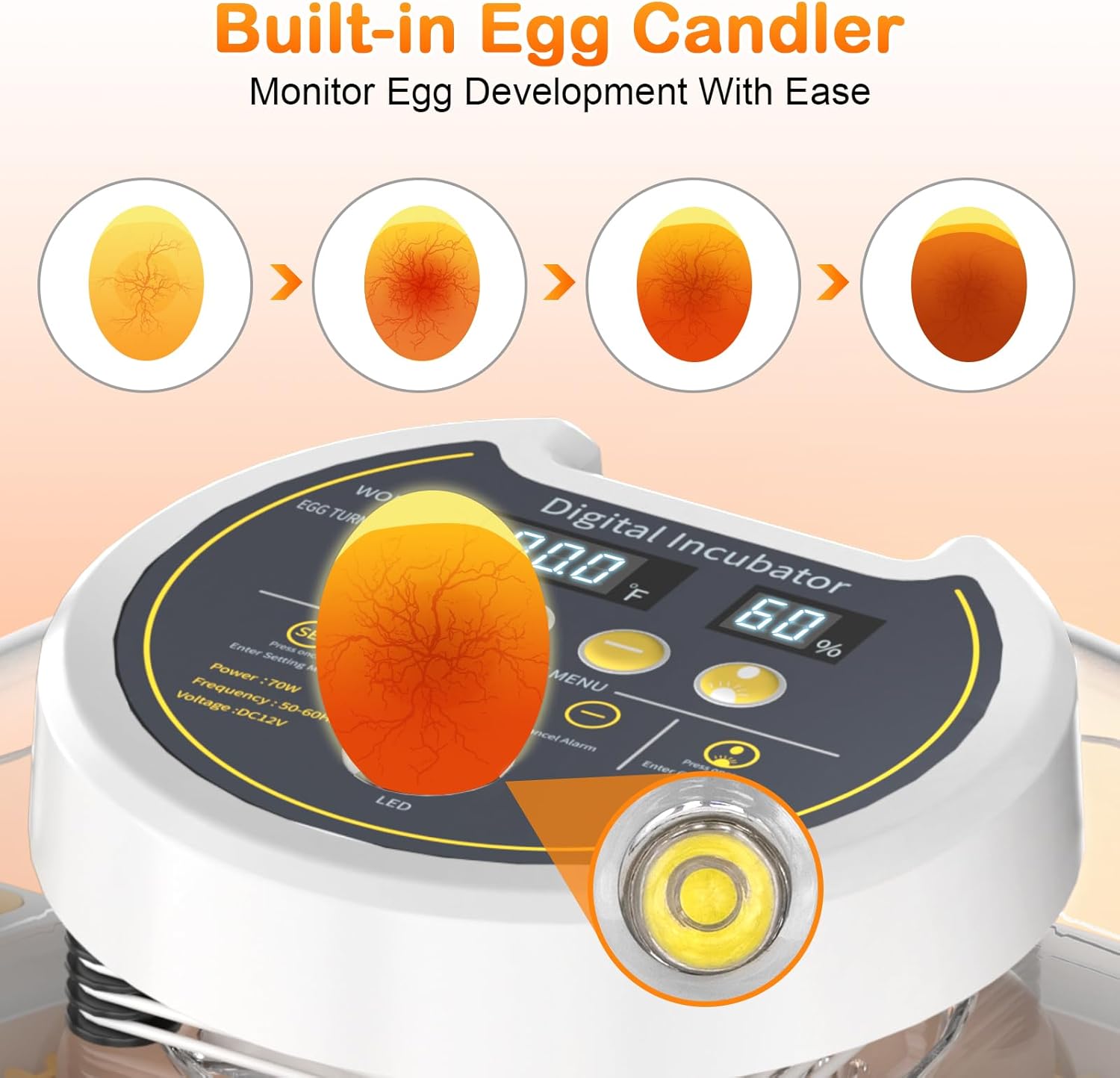 18 Egg Incubator with Automatic Egg Turning and Humidity Control, Incubators for Hatching Eggs, Chicken, Ducks, Goose, Pigeon, Quail, Parrot Incubator for Farm