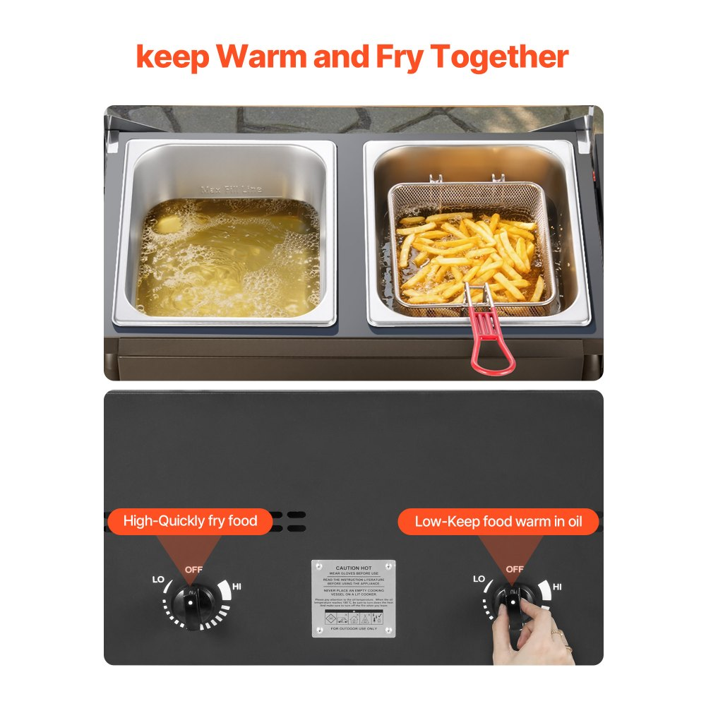 ⚡️Factory wholesale promotion 80% OFF⚡️ Outdoor Propane Deep Fryer, Dual-Tank 8QTx2 Commercial Fryer