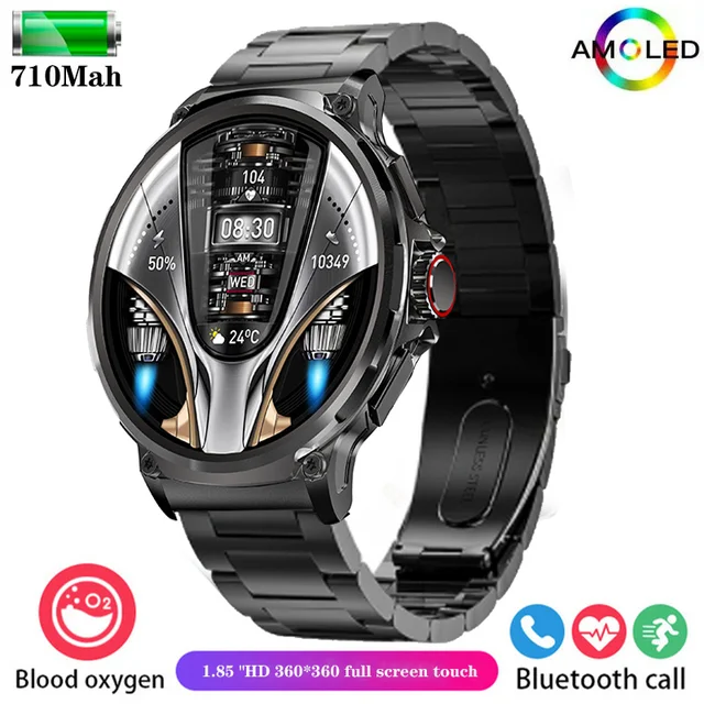 New men's smartwatch AMOLED Bluetooth Talk 1.85-inch full screen touch 710mah large capacity battery waterproof men's smartwatch