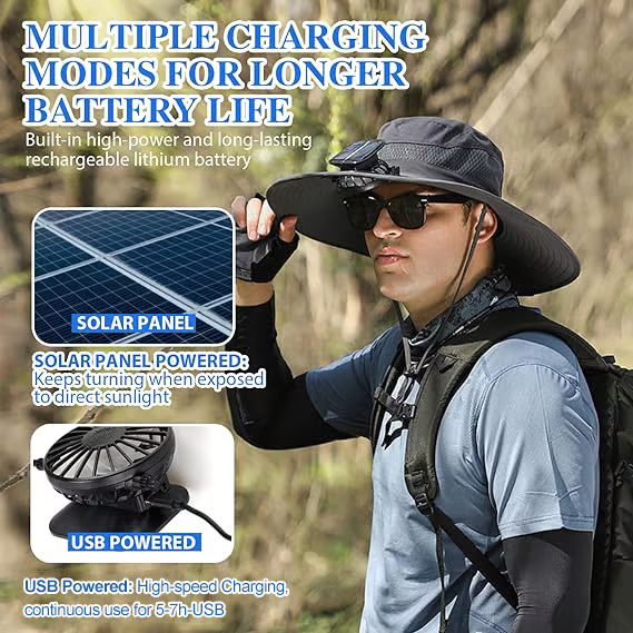 🔥Last Day Sale 50% OFF-⚡2025 New Ultralight Solar Fan Sun Hat – Lighter Than a Baseball!⚾(Only 11oz)
