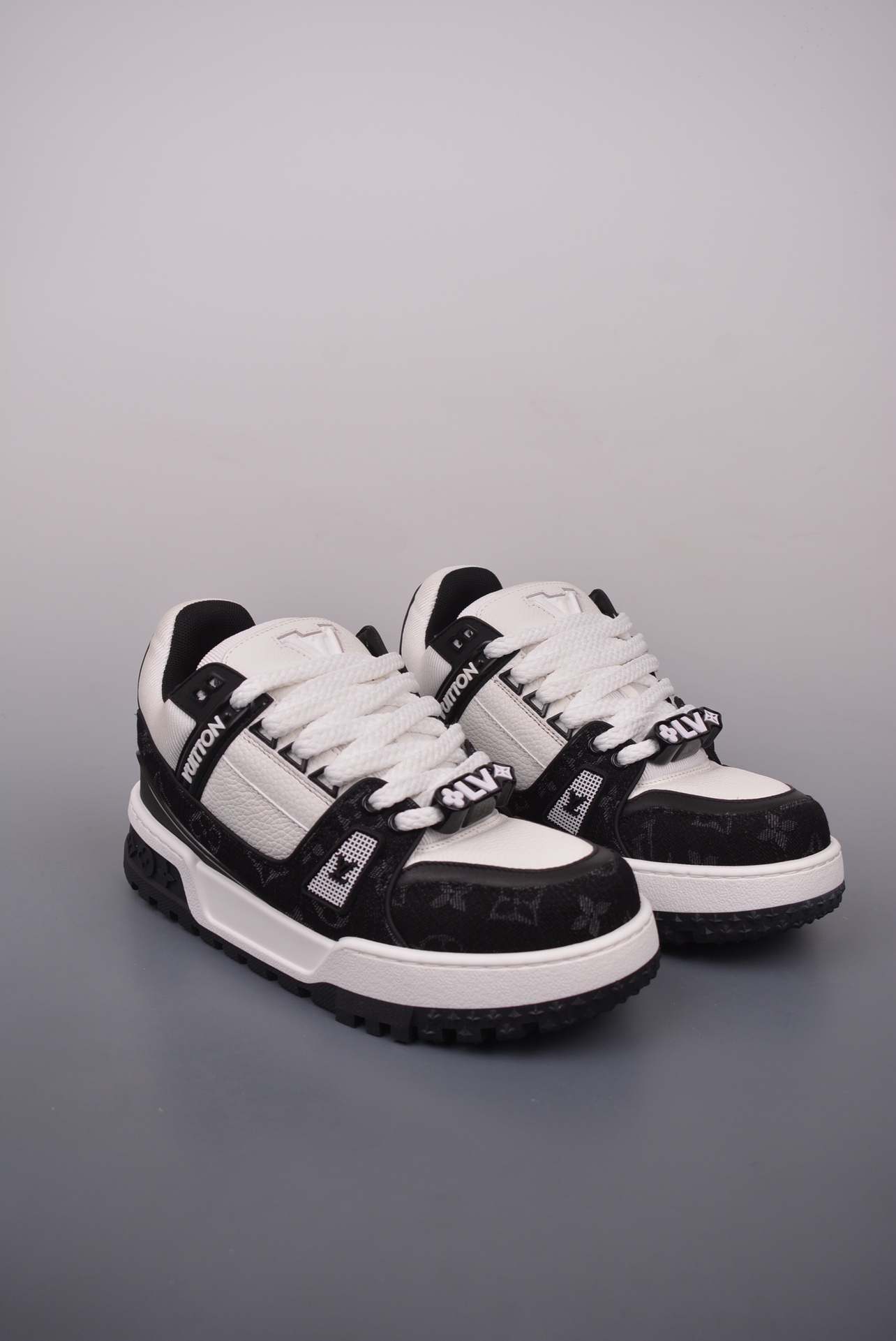Louis Vuitton Trainer Maxi Low Sneaker Black and White