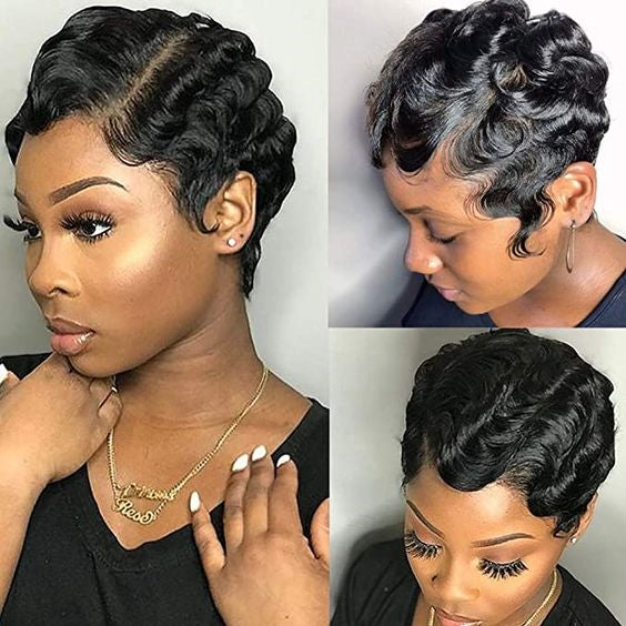 Luna 084 Super Short Curly Synthetic Wig with Bangs for Black Women