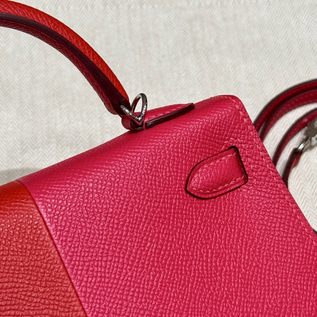 Hermes mini kelly l6Rose extremeS3Rouge CoeurB3Blue Zanzibar (handmade custom)