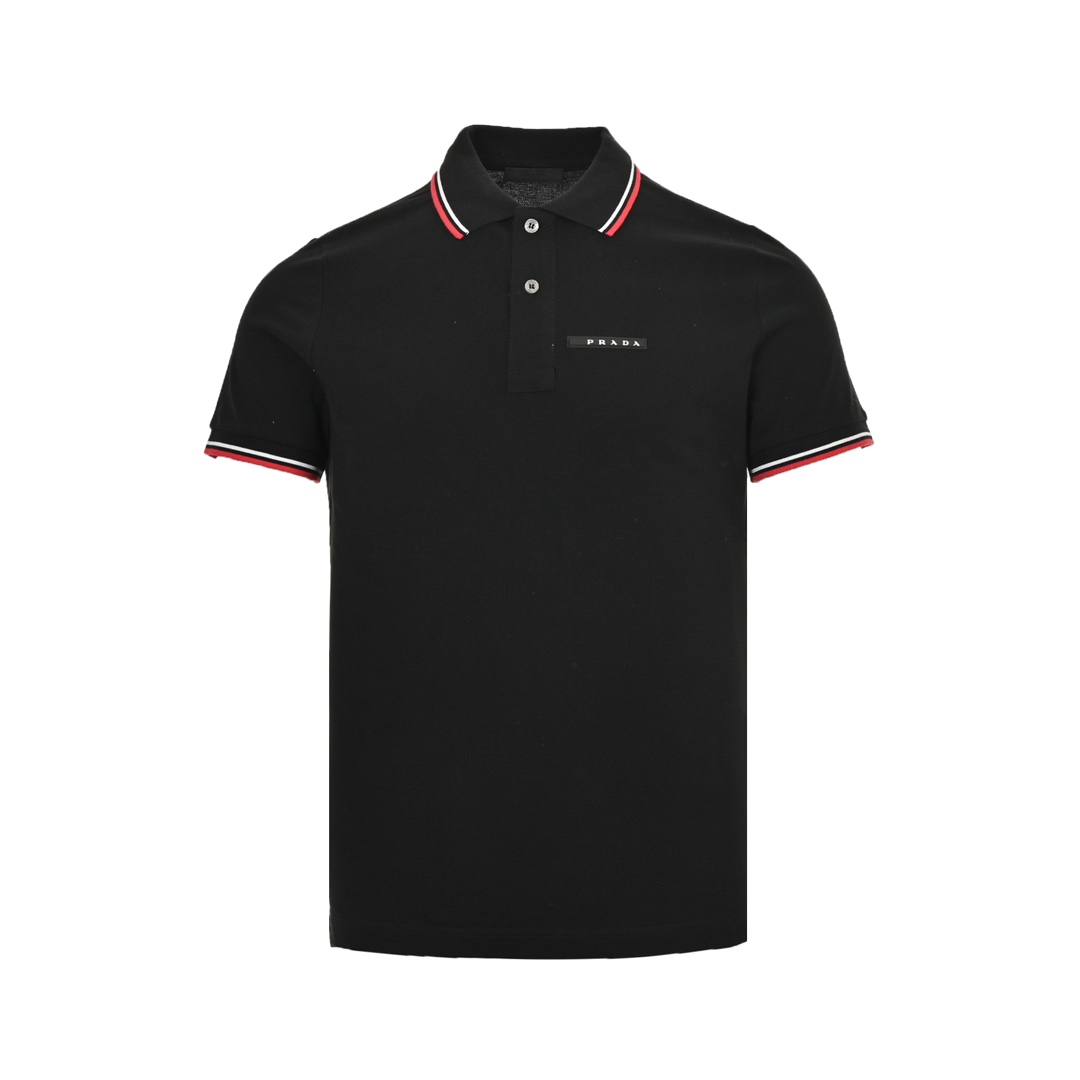 Prada 24ss classic chest silicone trim Polo short sleeve