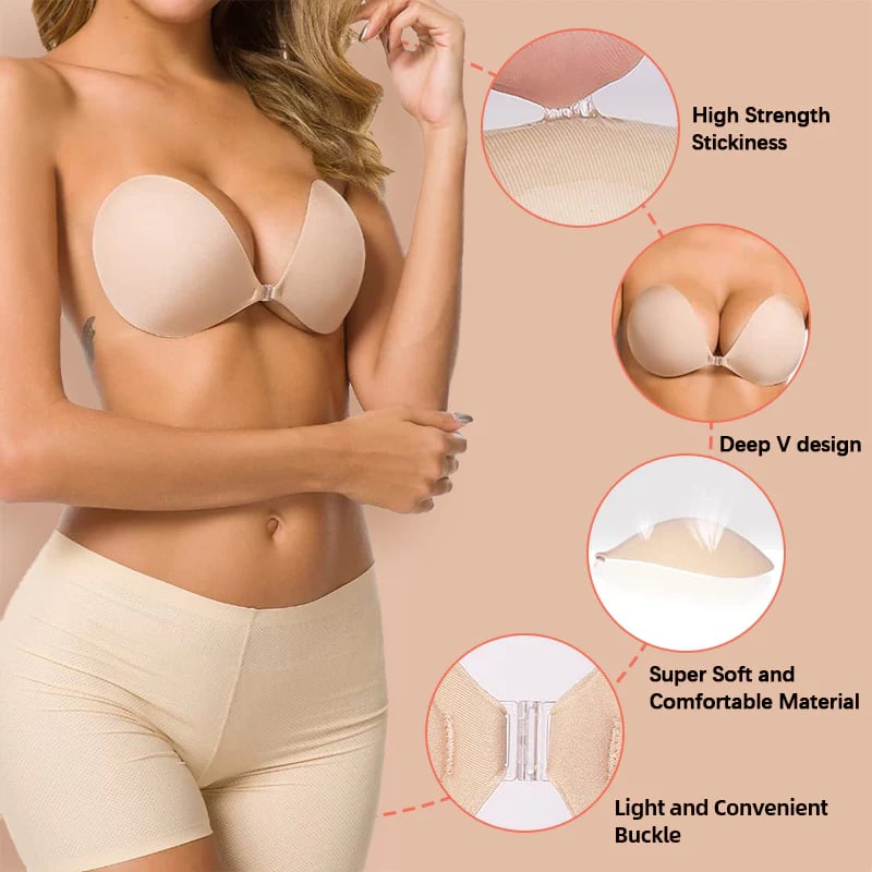 ⏰Last Day Promotion-[SAVE 50% OFF]--Adhesive Bra Backless Strapless Reusable Sticky Invisible Push Up Bra--BUY 1 GET 1 FREE