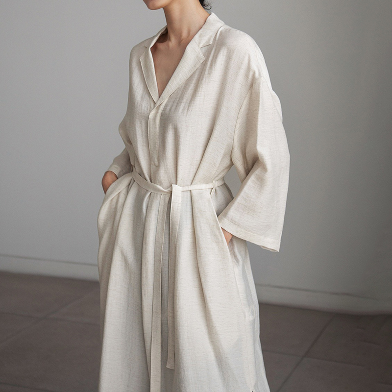 Folded Collar Split Comfy Maxi Dress
