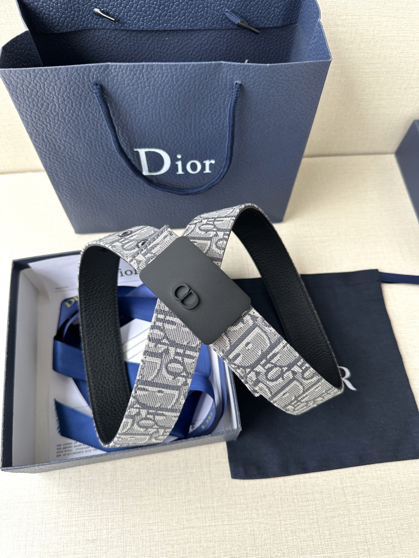 Dior square buckle leather belt 3.5CM wide