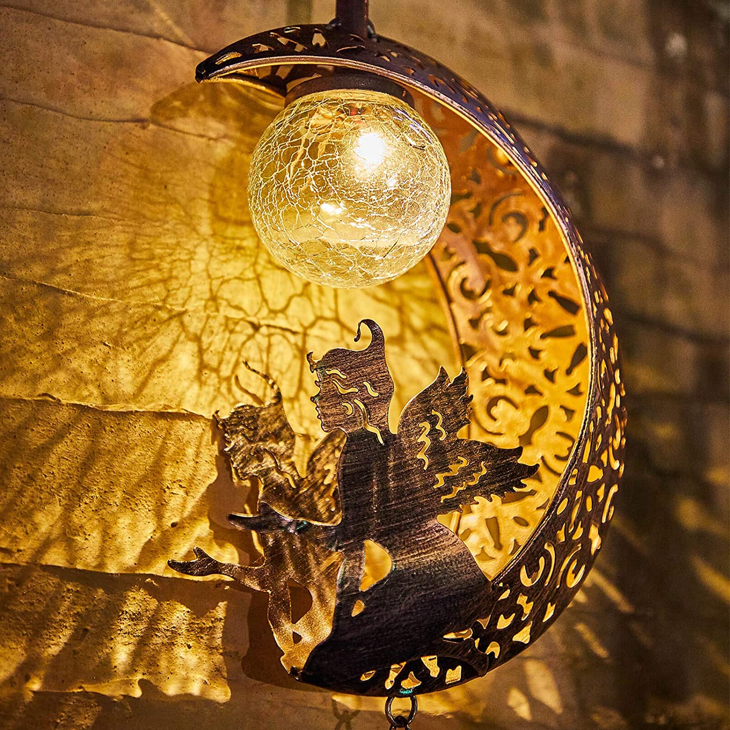 ON SALE🔥Moon And Angel Solar Lights With Wind Chimes