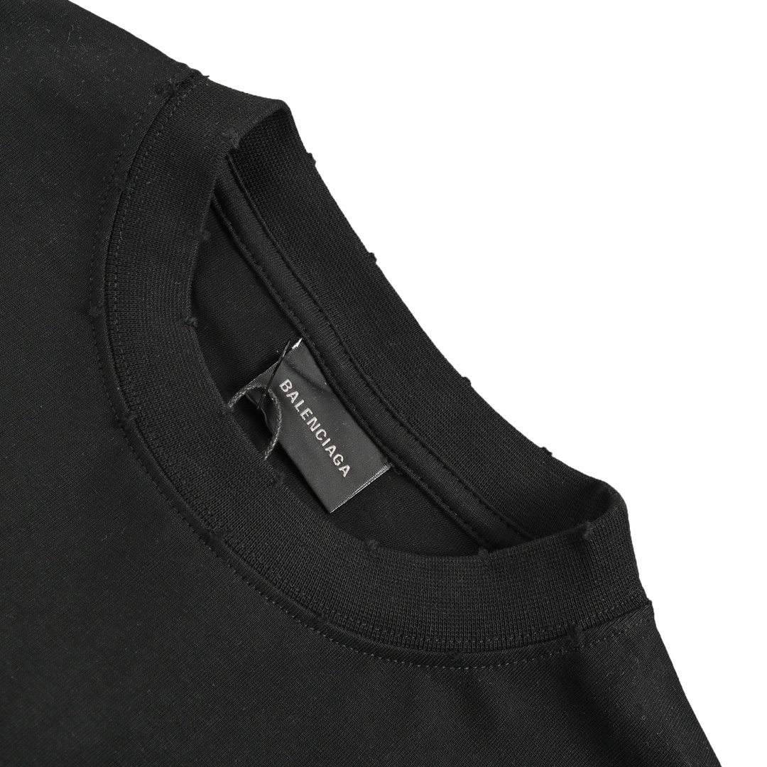 Balenciaga 24ss front and back blurred letter print short sleeves - black