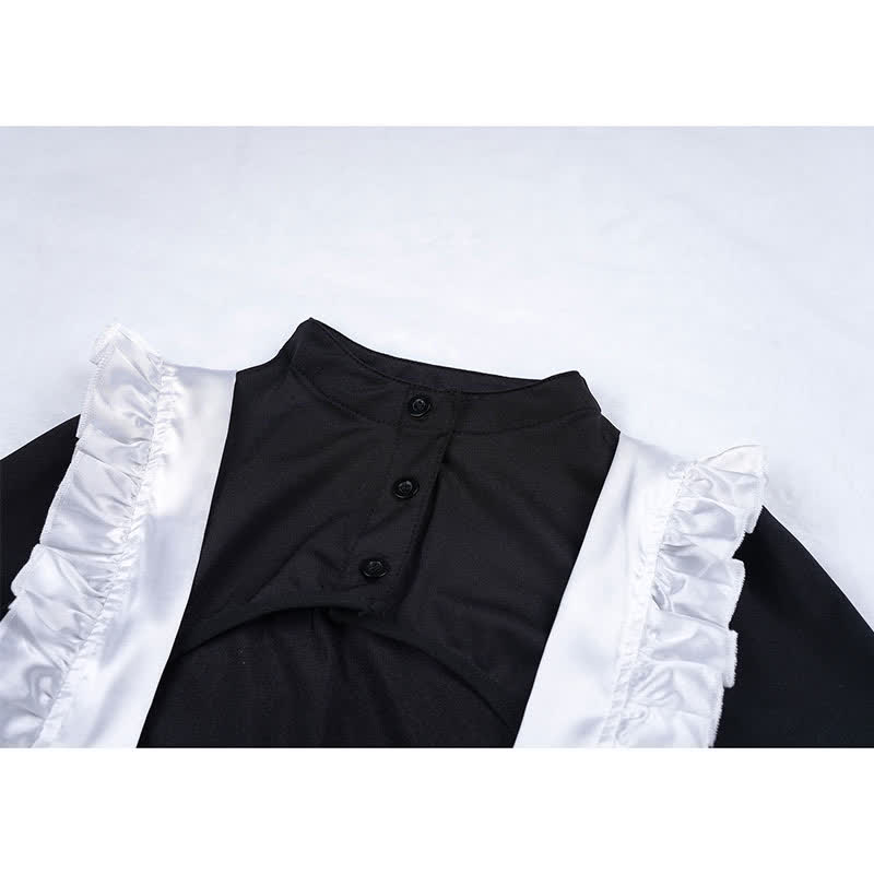 Cosplay Maid Hollow Out Sexy Jumpsuit Lingerie Set