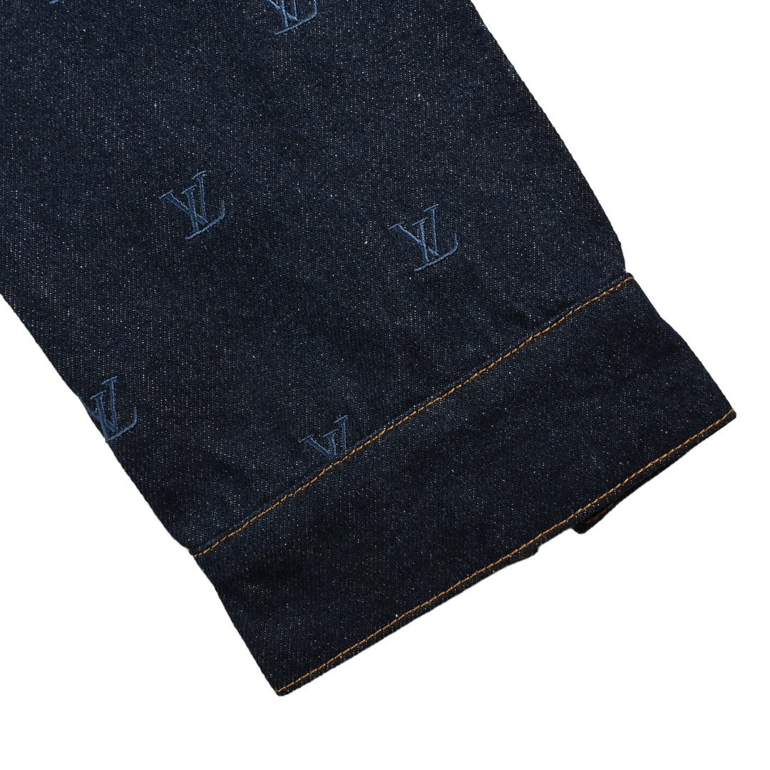 Louis Vuitton 24Fw all-over monogram logo embroidered denim jacket
