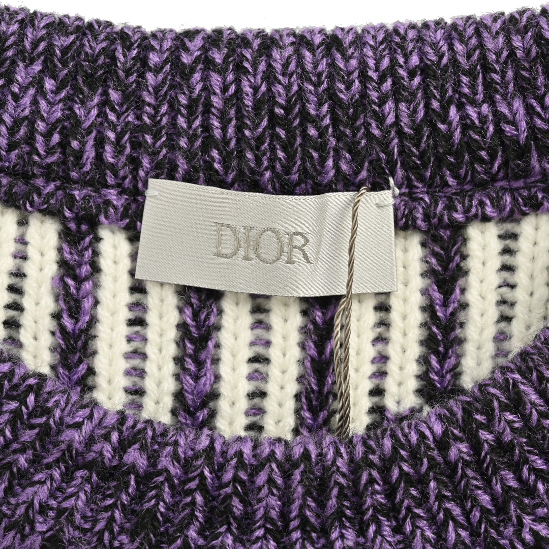 Dior 24Fw jacquard geometric knit sweater