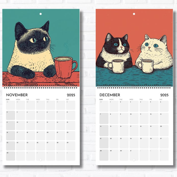 🐈☕Funny coffee cat calendar📅