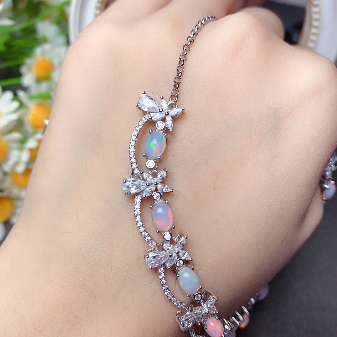 Natural Opal Clavicle Chain Christmas Pendant 925 Sterling Silver Ladies Gemstone Free Shipping Jewelry Certified Boutique