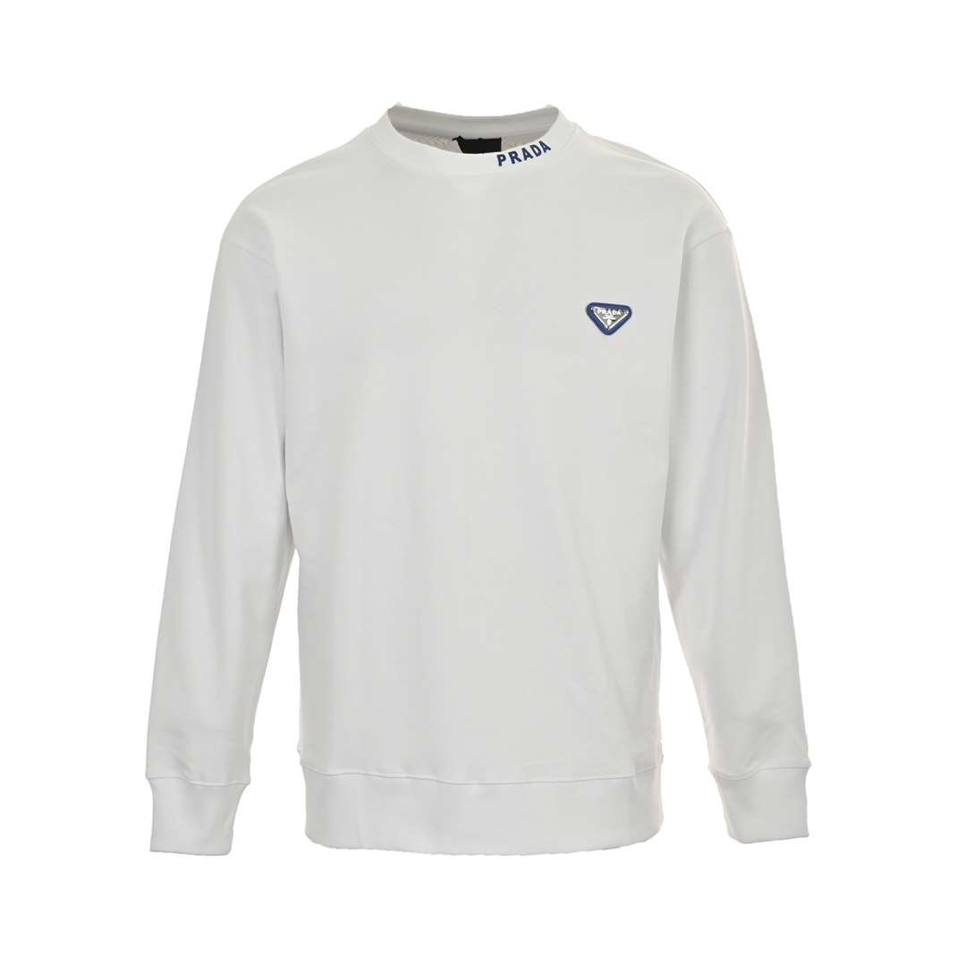 Prada 24Fw round neck sweatshirt with triangle logo