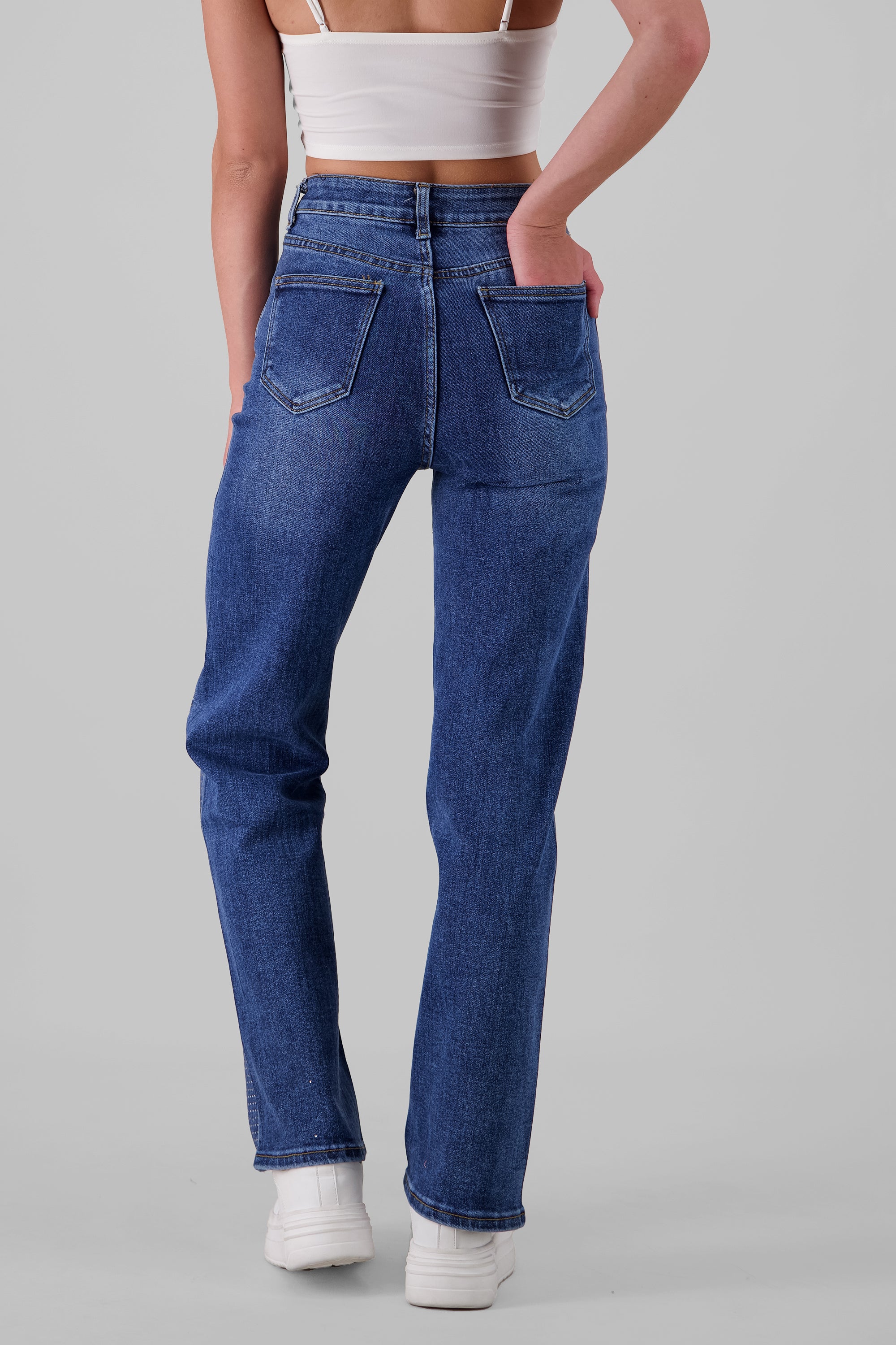 straight jeans rhinestone