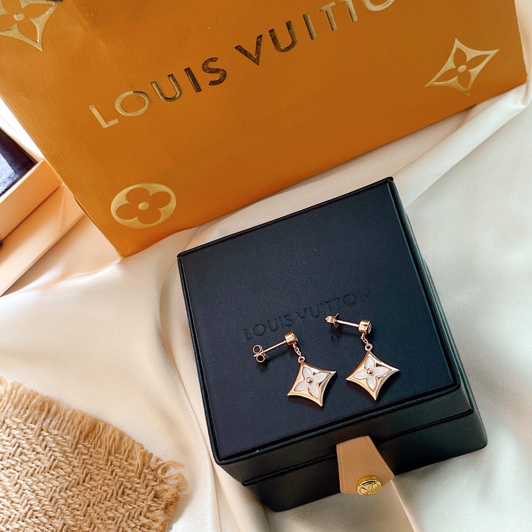 Louis Vuitton Monogram Floral White Shell Earrings