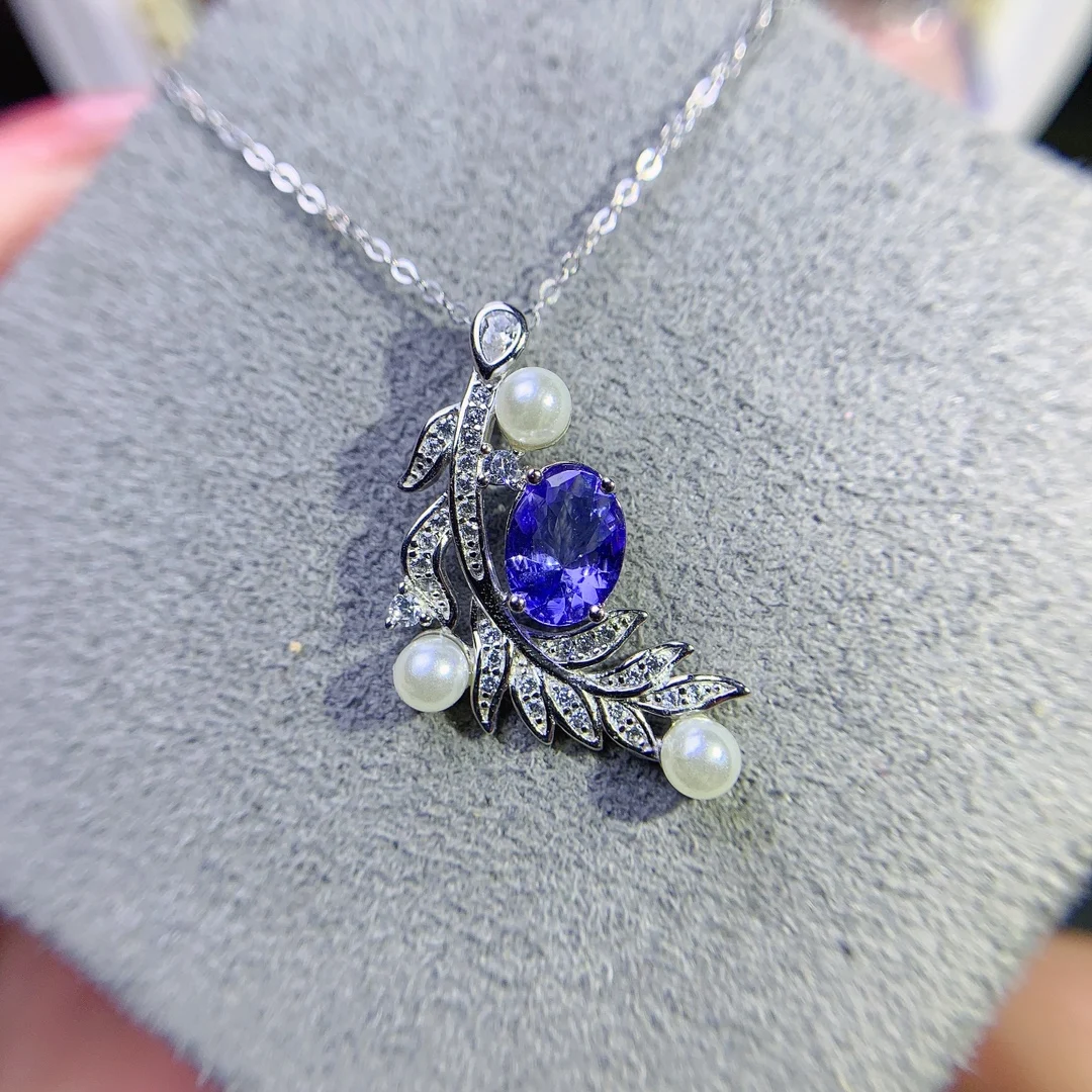 Natural Tanzanite Treasure Necklace 925 Silver Ladies Gem Crystal All Clean 925 Silver Free Shipping Jewelry Certified Boutique