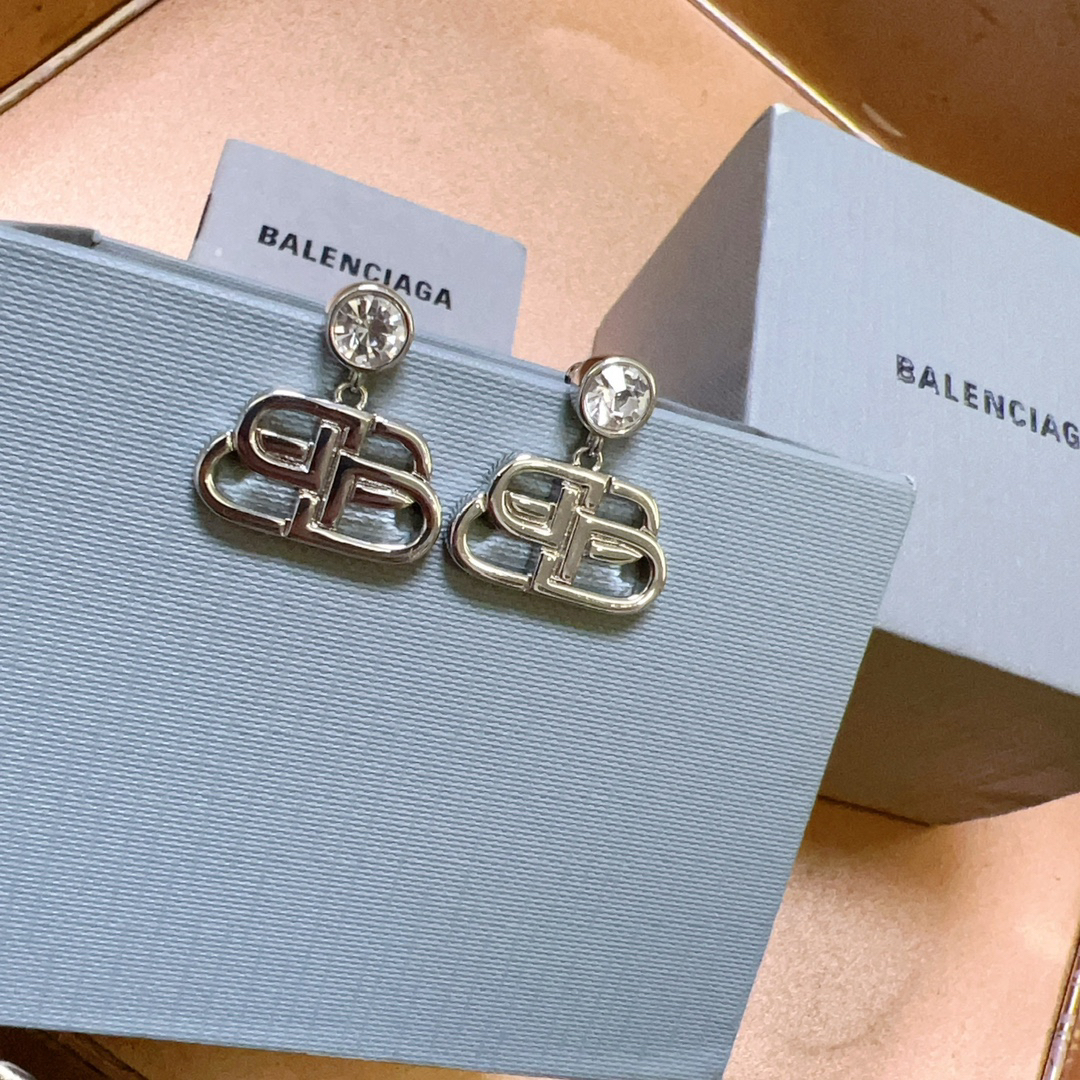 Balenciaga silver diamond earrings