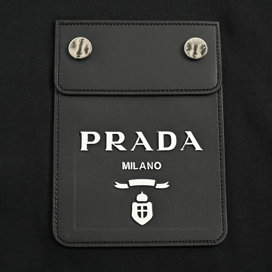 Prada 24ss leather patch faux pocket short sleeve