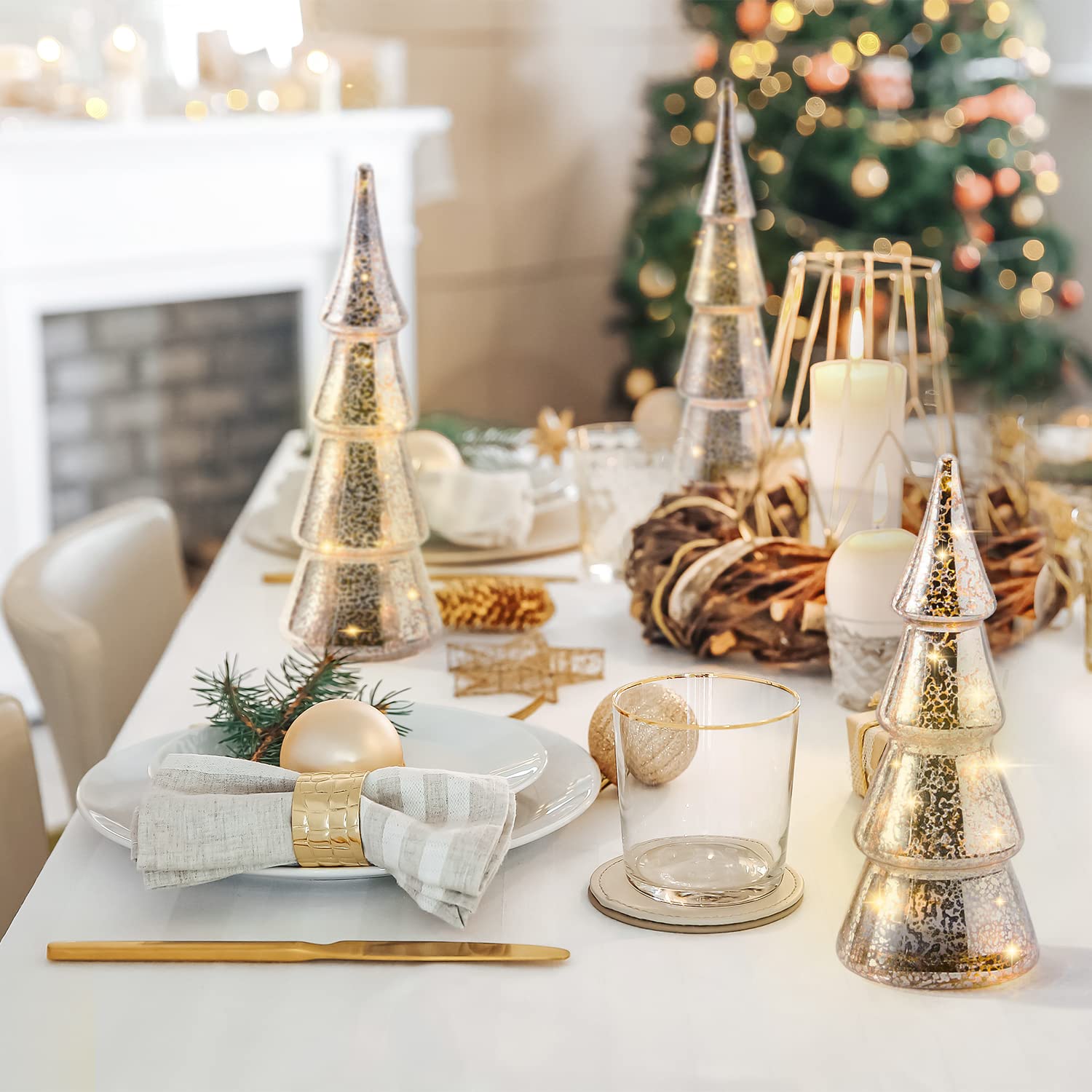 🎄LampTree Table Top Christmas Tree Decorations with Fairy Lights - Set of 3