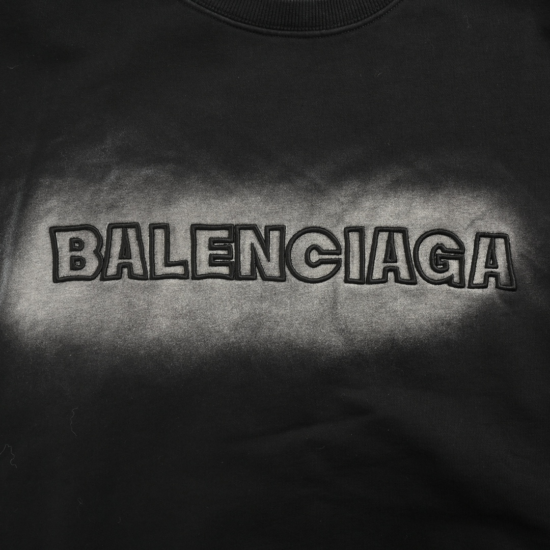 Balenciaga 24Fw Heavy Washed Distressed Double B Embroidered Sweatshirt Suit