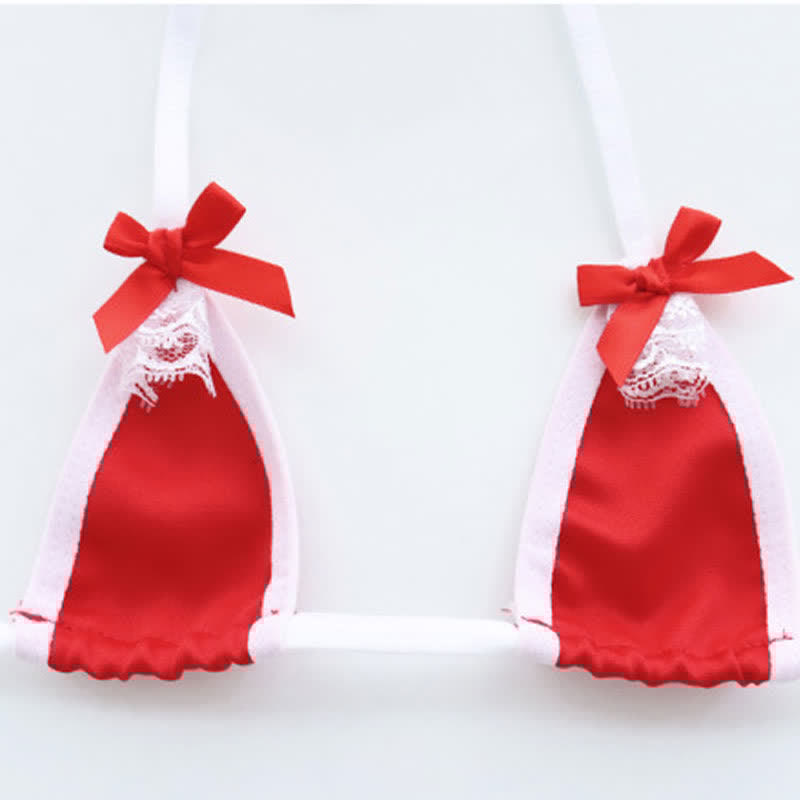 Sexy Lace Up Christmas Bikini Lingerie Set With Hooded Cloak