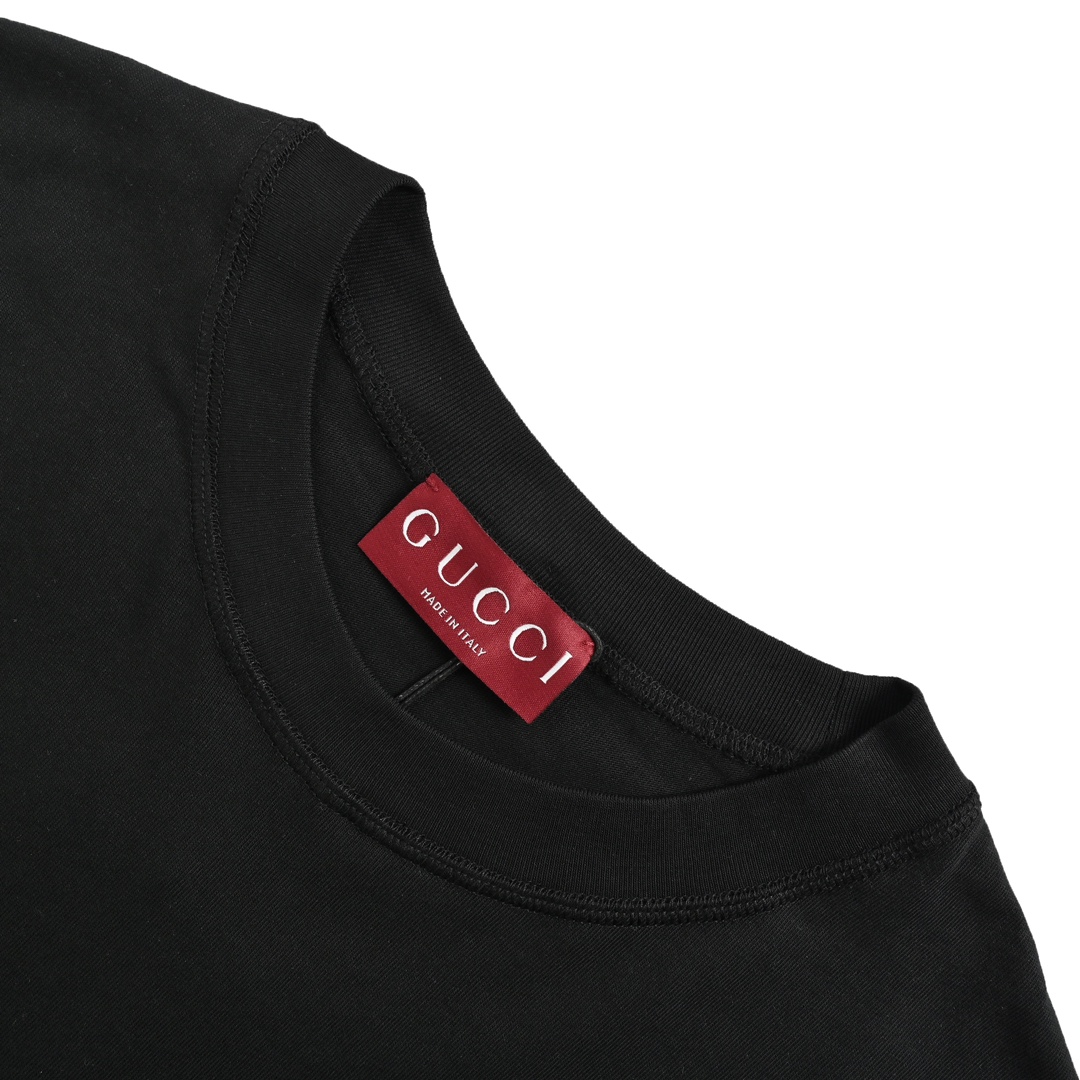 Gucci 24ss horizontal belt lettering print short sleeves