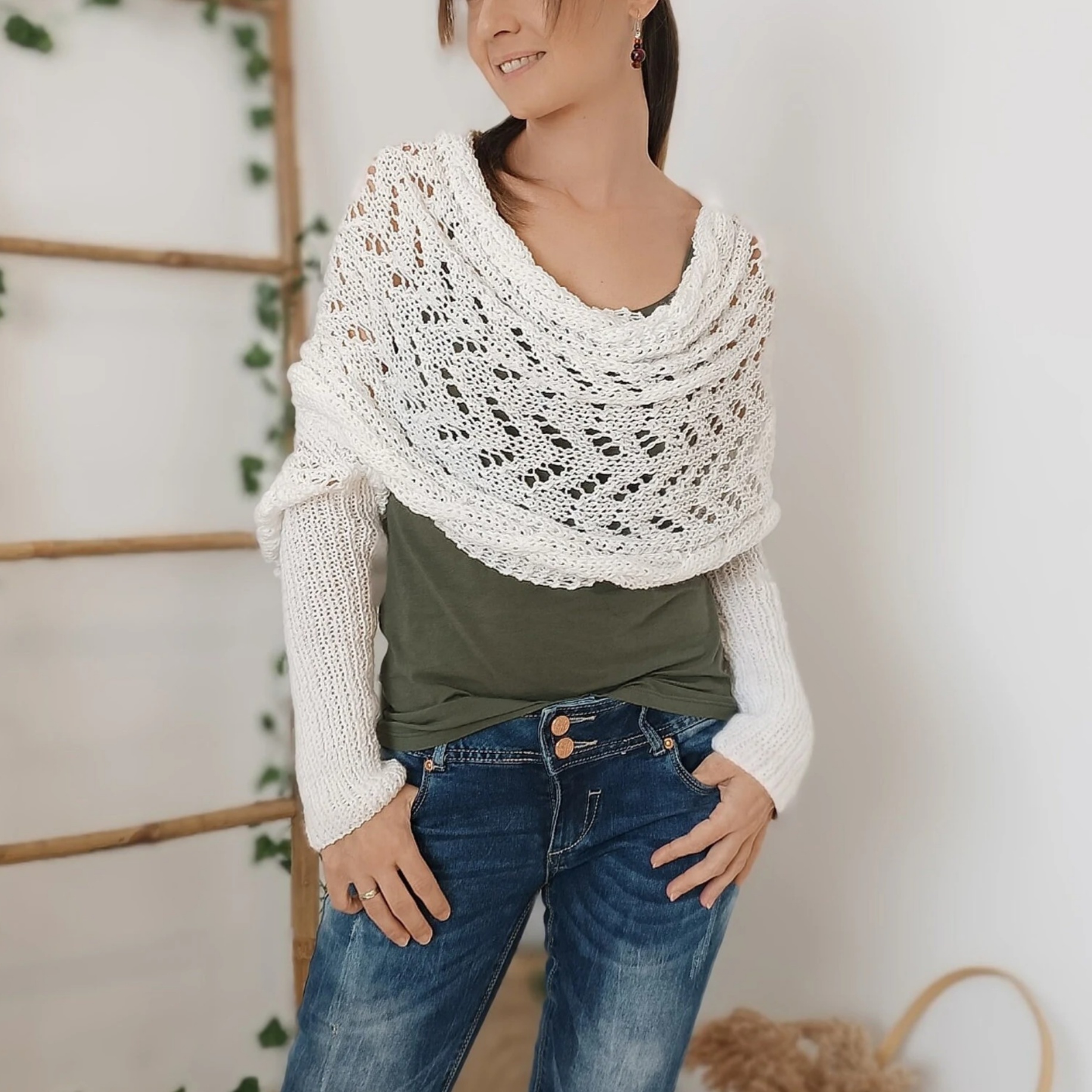 🏆Last Day 49% OFF⚡Scarf With Sleeves, Knitted Cable Wrap