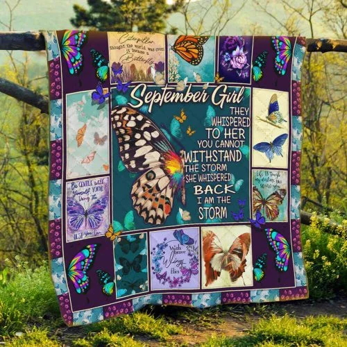 September Girl I Am The Storm Butterfly Quilt Blanket