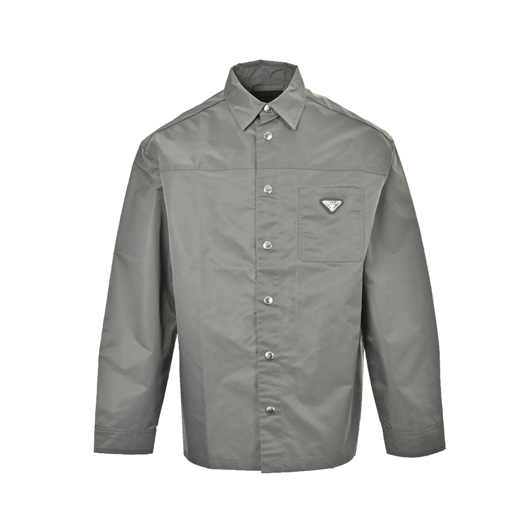 Prada 24Fw high-density triangle logo nylon shirt jacket