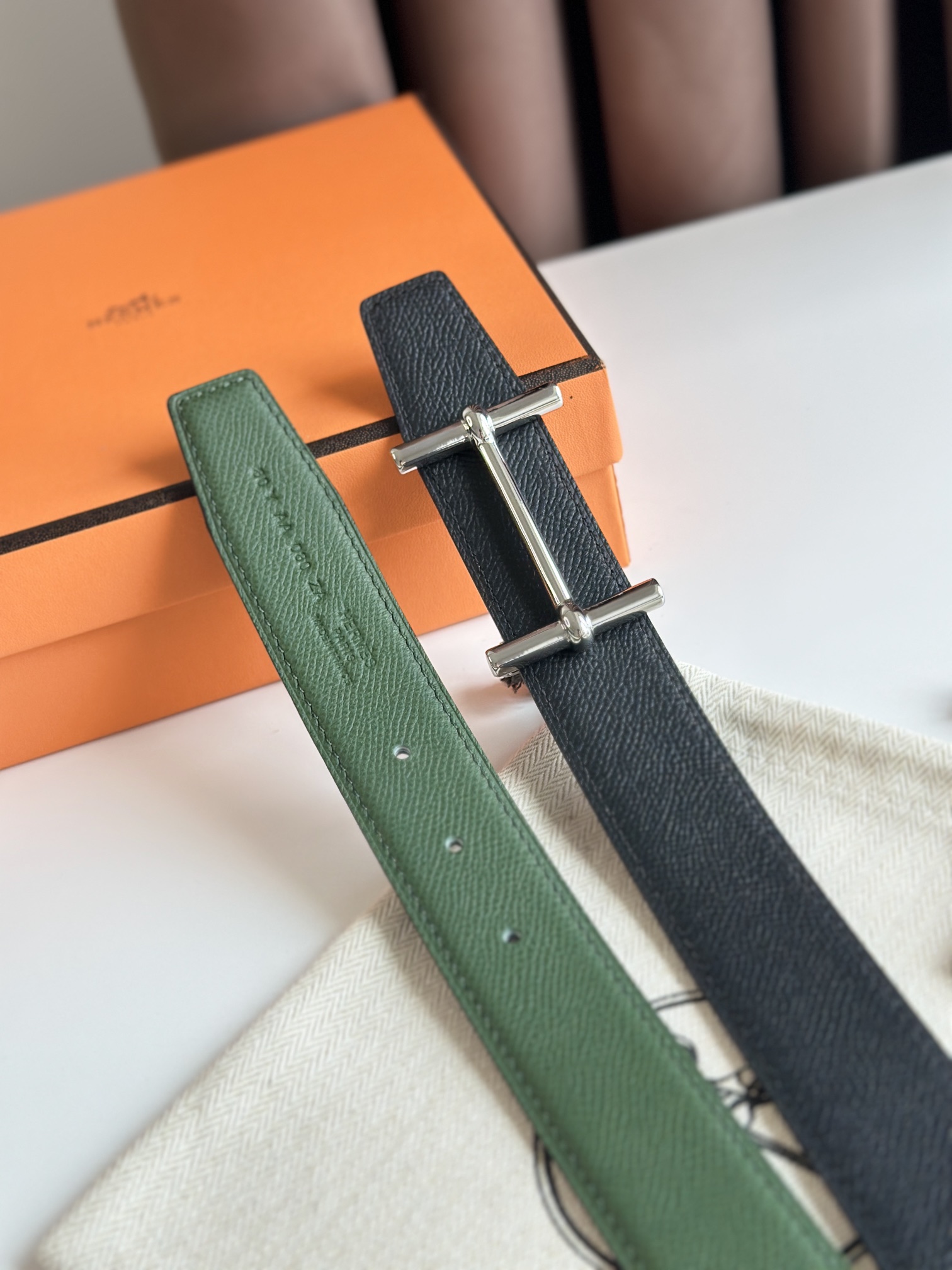 Hermès new double-faced calfskin belt width 3.2CM