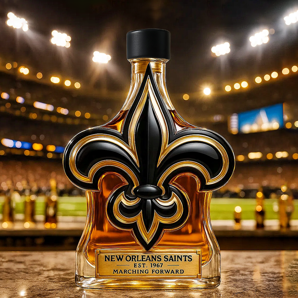 ⚜ Marching in Glory — New Orleans Saints Whiskey Bottle