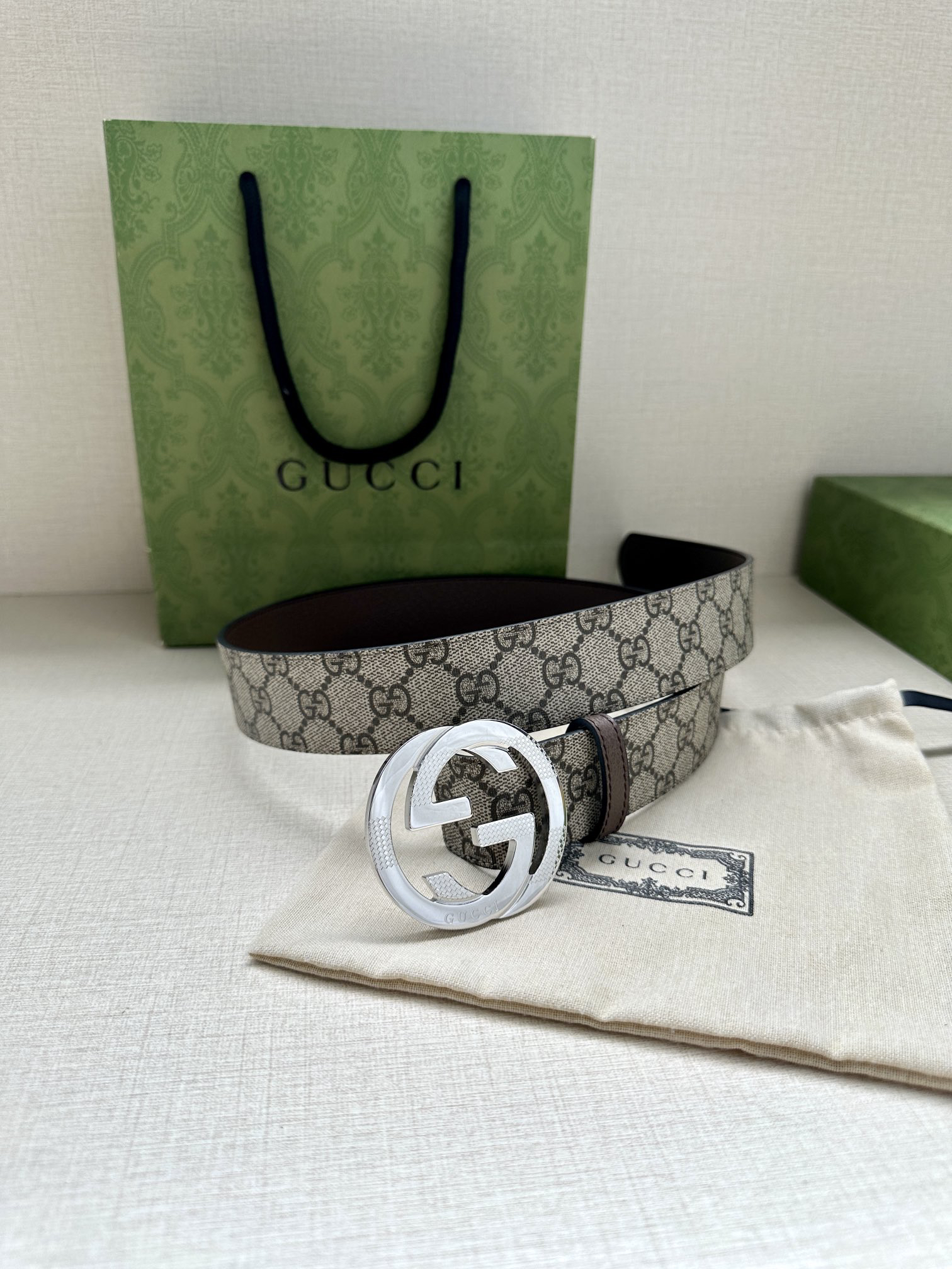 Gucci Marmont printed leather belt 3.8 cm wide