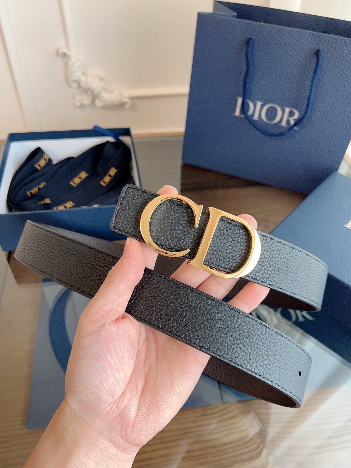 Dior double-sided leather belt 3.5CM wide