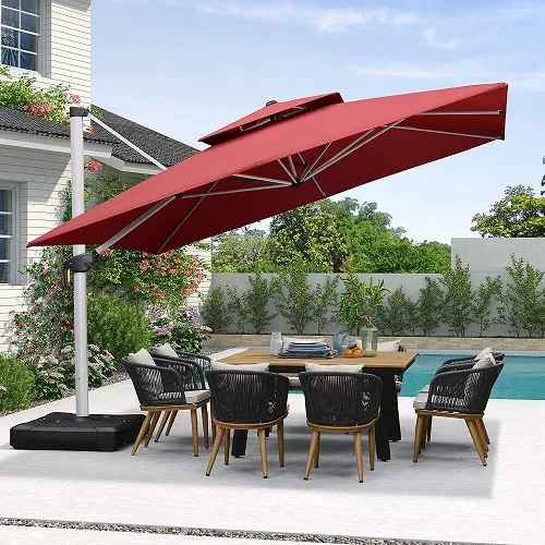 Sales Solar Powered LED Cantilever Patio Umbrella