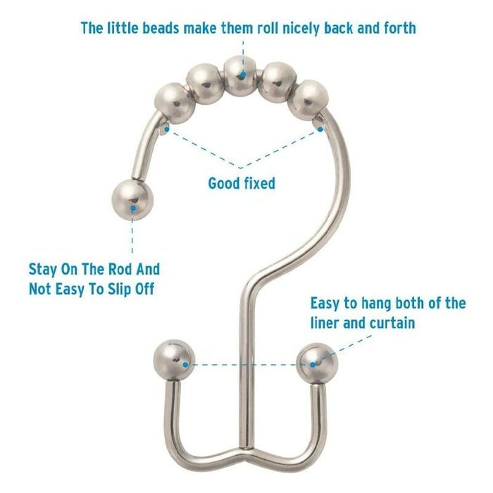 (🔥Summer Hot Sale- 49% OFF)Stainless Steel Shower Curtain Hook, 6 PCs/Set, Buy 2 Get Extra 10% OFF