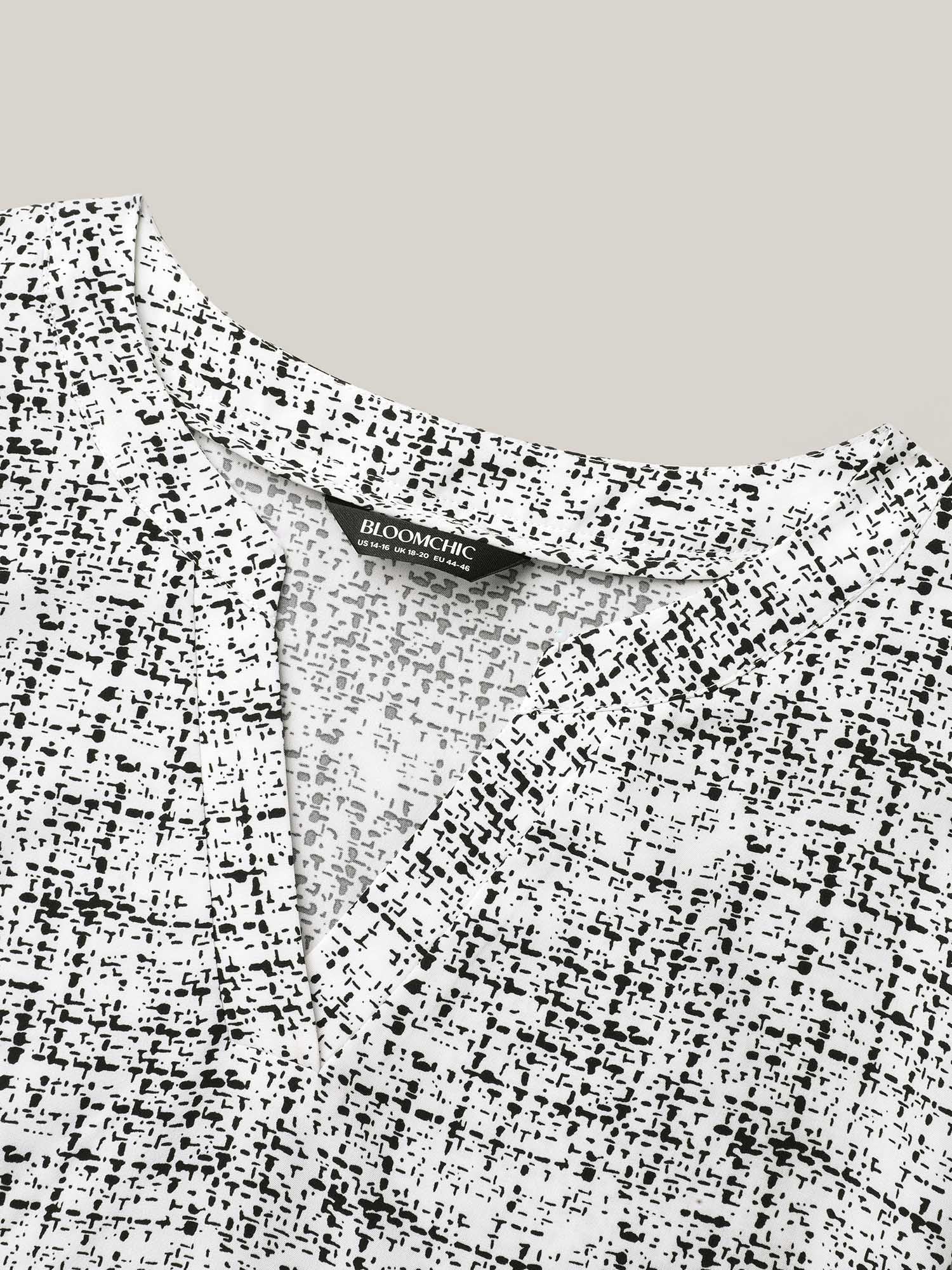 Geometric Print Puff Sleeve Blouse