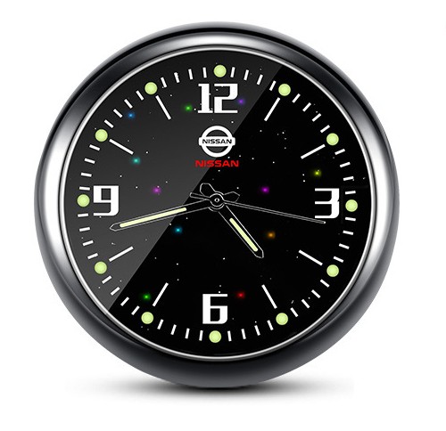1x Luminous Diamond Quartz Analog Watch Stick On Car Clock Accessories Black
