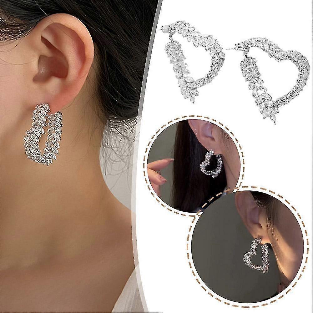 💎💎Super sparkling heart earrings front and back two wear light luxury versatile earrings