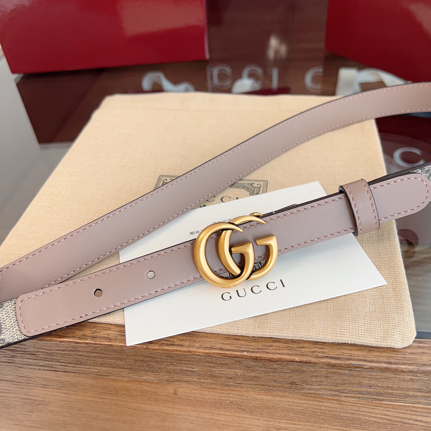 Gucci Double G steel buckle women's cowhide double-sided belt width 2.0cm