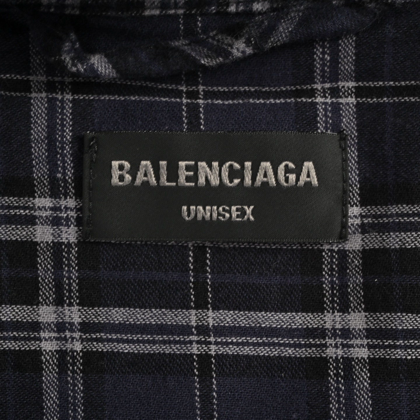 Balenciaga 25Fw blue check appliqué jacket