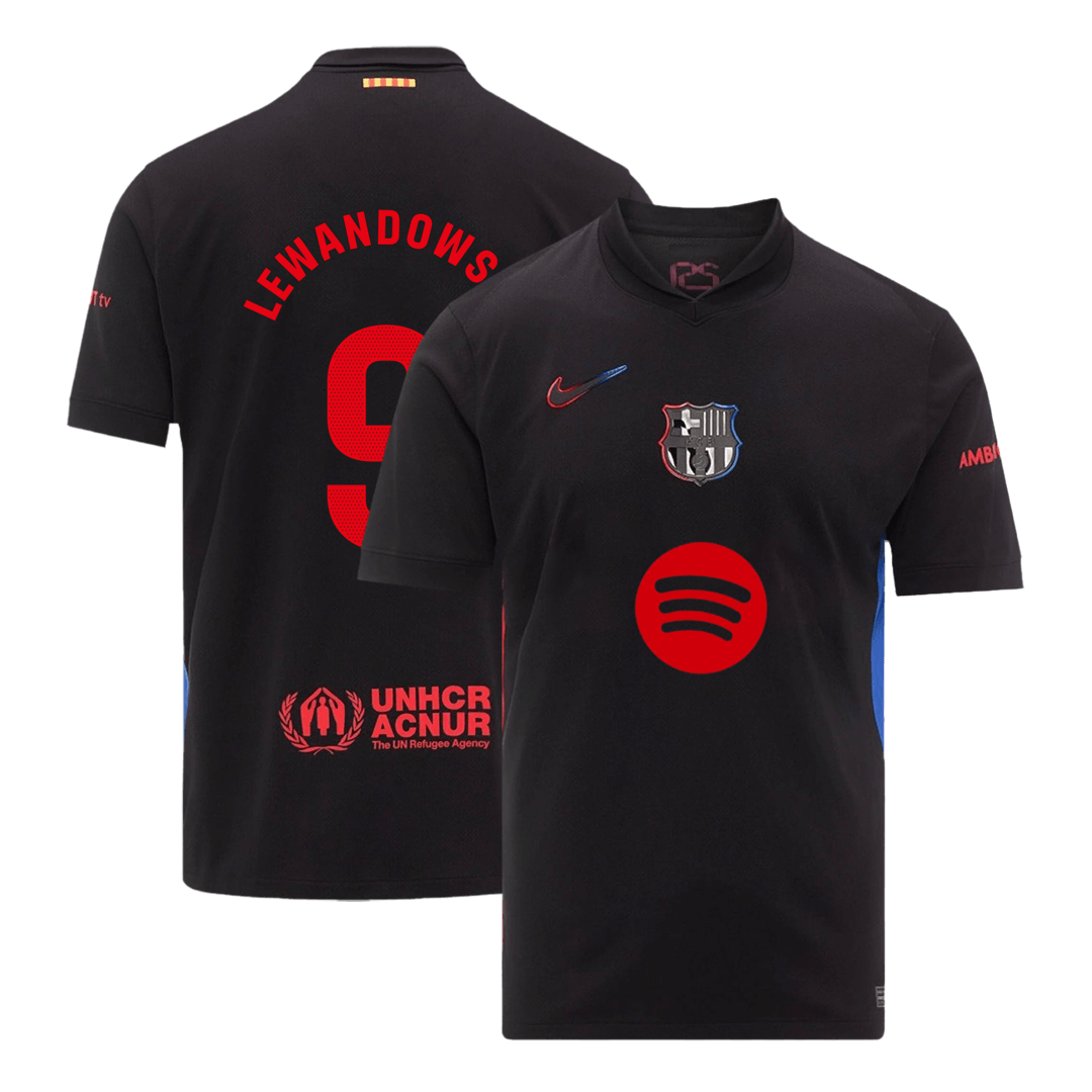 LEWANDOWSKI #9 Barcelona Soccer Jersey Away Custom Jersey 2024/25 Spotify Logo No Text