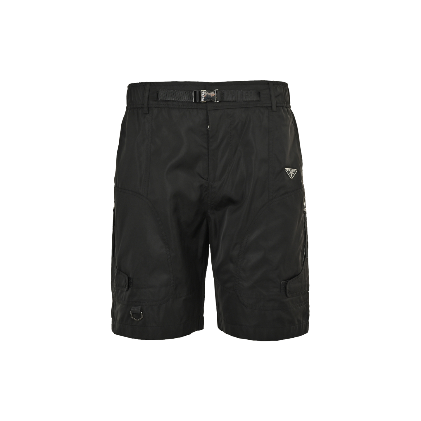 Prada 25ss triangle logo zip pocket nylon shorts