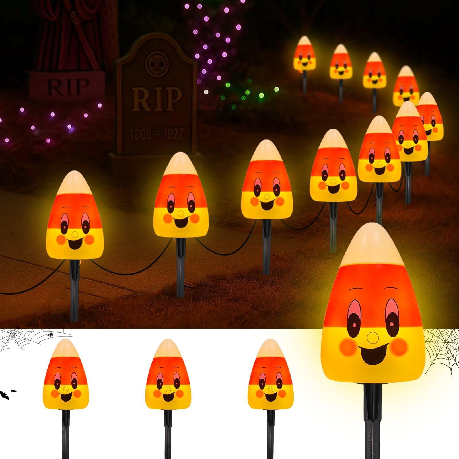 🏆Flash Sale⚡5 Pack Solar Candy Corn Yard Stakes