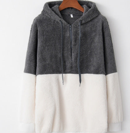 Solid Color Women's Long-Sleeved Hooded Sweater Coat