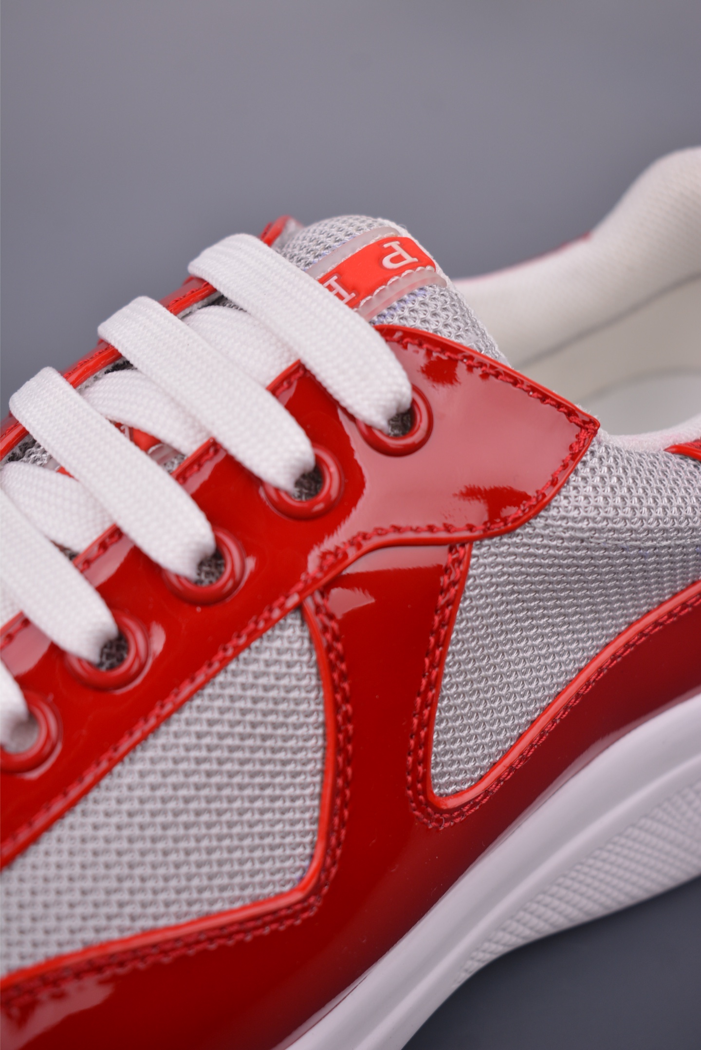 Prada America’s Cup patent leather red gray white 4E3400_ASZ_F0F5C