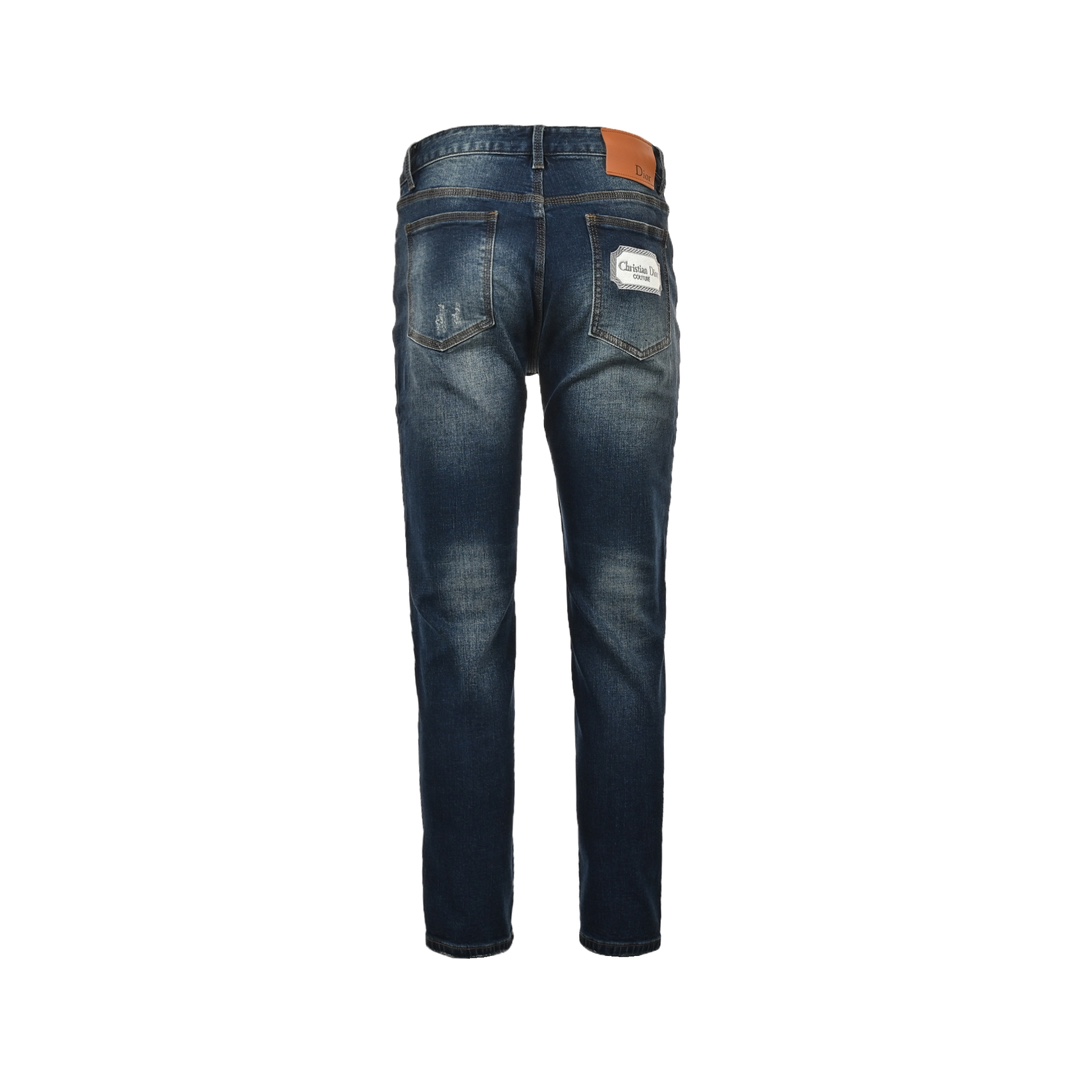 Dior pocket square silver logo embroidered jeans