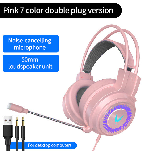 Hot Gaming Headset Gamer Headphones 7.1 Surround Sound Stereo Wired Earphones USB Microphone Colourful Light for PC Laptop PS4