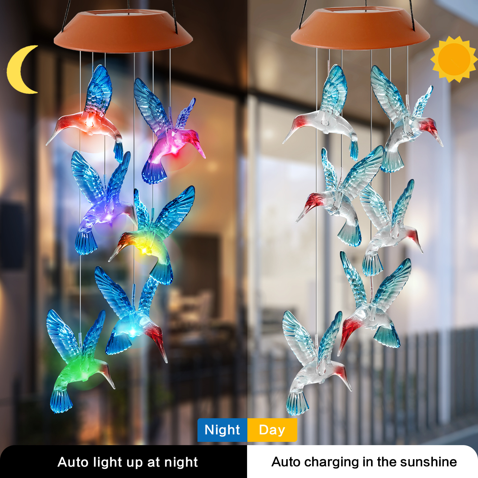 Hummingbird Solar Wind Chimes